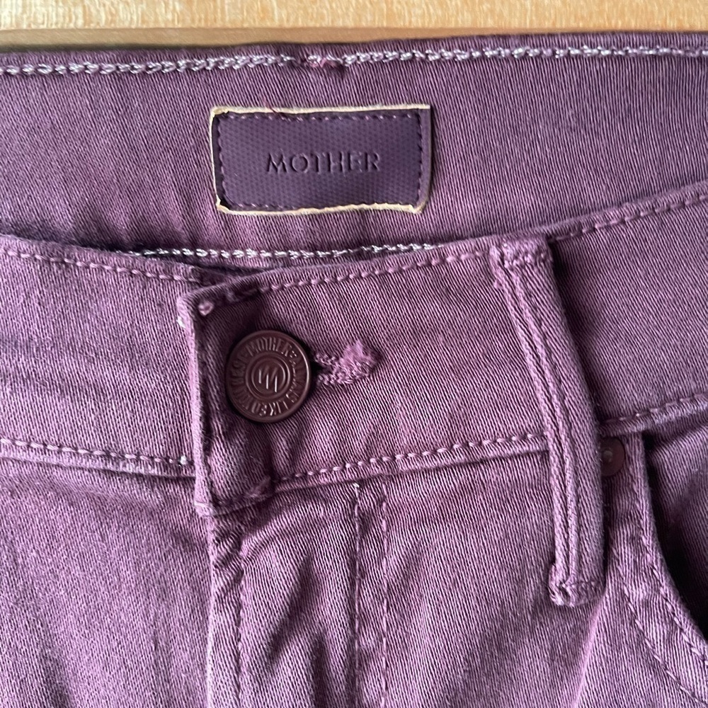 MOTHER Straight Leg Jeans in Burgundy - Picture 8 of 14